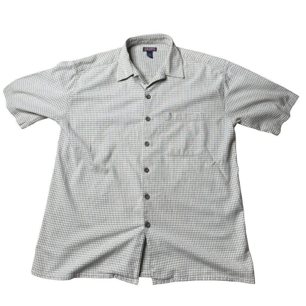 Chaps‎ Sports Plaid Button Up Short Sleeve Casual Shirt Medium